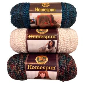 Lion Brand Homespun 3 Skeins Yarn Hepplewhite Pueblo Lagoon 5 Bulky 555 Yards